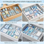 14 Pcs Expandable Clear Drawer Organizers, 3-Size Adjustable Storage Bins - Image 6