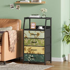 Furnulem Retro Small Dresser for Bedroom, Tall Nightstand with 4 Drawers - Image 2