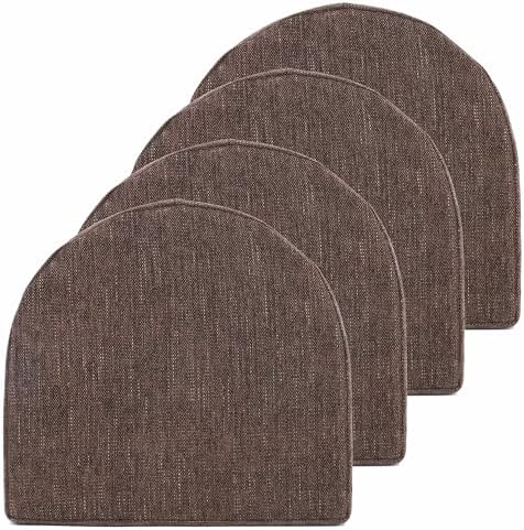 Chair Cushions: Premium High-Density Memory Foam Seat Cushion for Office, Home, & Car - Ergonomic Design for Comfortable Sitting, Relieves Pain & Tailbone Pressure with Non-Slip Bottom, 4 Pack, Coffee by SweetHomeCollection