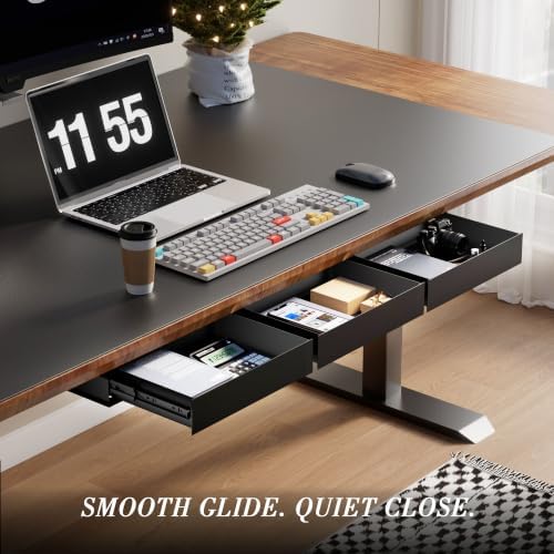 Under Desk Drawer with Gap-Free Side-by-Side Design, Hidden Handle Pull-Out Organizer for Office Desk (Black, Steel, 1-Pack) - Image 5