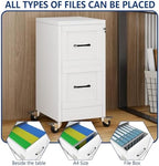 Ckzbx 2 Drawer File Cabinet with Lock, Narrow Vertical Filing Cabinet, Under Desk File Cabinets,White Metal Dresser Cabinets for Home Office,Fit Letter/A4/Legal Size File (Wheel) - Image 7