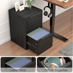 Two Drawer File Cabinet, Black Wood Filing Cabinets for Letter Size/Hanging Files, Small Under Desk File Cabinets for Home Office, Assembly Required - Image 4