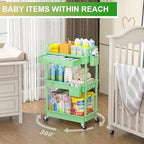 Goovilla 3 Tier Rolling Utility Cart Organizer with Removable Drawer, Green - Image 6