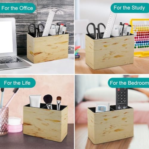 PU Leather Multi-Compartment Pen Holder Desktop Organizer Pencil Cup Storage Caddy for Office Home Supplies Handmade Paper with Organic Insertions And Grunge Surface - Image 4