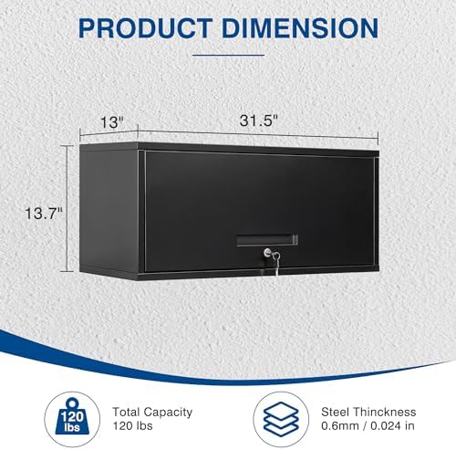 Fesbos Metal Storage Cabinet Black Wall Cabinets with Locking Door - Wall Mounted Storage Cabinet for Garage Warehouse Home Office - Assembly Required - Image 3