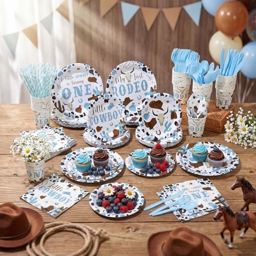 450 Pcs Tableware Set, Serve 50, Blue, My First Rodeo Birthday - Image 6