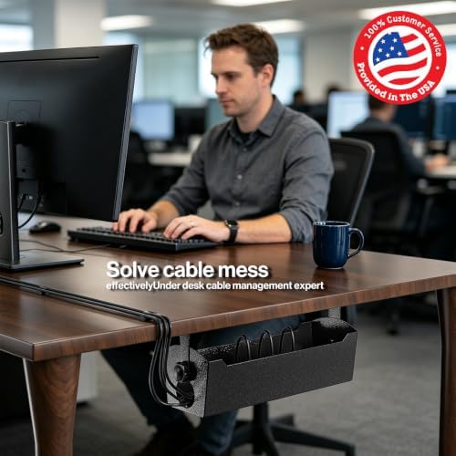 POCHAR Under Desk Cable Management Tray, 15" Power Strip Holder - Image 2