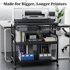 EasyCom 32.3"×18.9" XL Printer Stand with Double Drawers & Wheels - Image 2