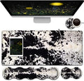 Gaming Mouse Pad and Keyboard Wrist Rest, Large Extended Mouse Pad 31.5X 11.8,Ergonomic Memory Foam Wrist Rest Support+Desk Mat Protector,for Office/Home Writing Pad, Black & White Cow Hair Mousepad by Unknown