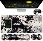 Gaming Mouse Pad and Keyboard Wrist Rest, Large Extended Mouse Pad 31.5X 11.8,Ergonomic Memory Foam Wrist Rest Support+Desk Mat Protector,for Office/Home Writing Pad, Black & White Cow Hair Mousepad by Unknown