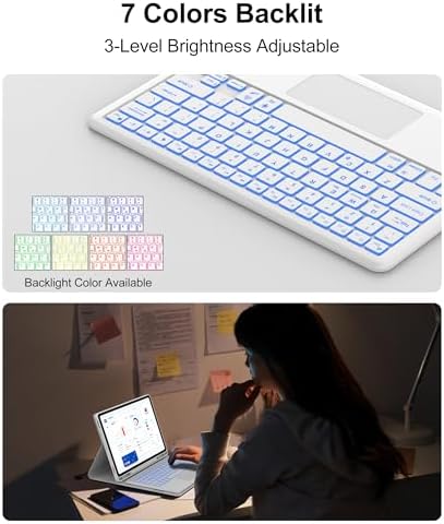 Keyboard Case for Samsung Galaxy Tab S10 FE+ Plus 13.1'' 2025, Galaxy Tablet S10FE+ Case Keyboard with Trackpad, Backlit Touch Keypad with S Pen Holder for Samsung Tab S10FE Plus, Light Grey - Image 5