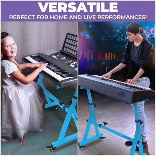 Liquid Stands Keyboard Stand w/ Wheels - Z Style Adjustable & Portable Professional Heavy Duty Digital Piano Stand - Fits 54-88 Key Electric Pianos - Sturdy Rolling Musical Keyboard Support - Image 6