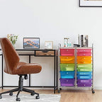 Giantex 15 Drawer Rolling Storage Cart Tools Scrapbook Paper Office School Organizer, Multicolor - Image 2