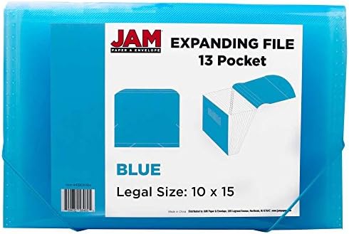 JAM PAPER Accordion Folders - 13 Pocket Plastic Expanding File - Legal Size - 10 x 15 - Blue - 2/Pack - Image 2