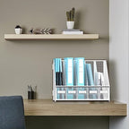 SUPEASY Desk Organizers Metal Desk Magazine File Holder with 5 Vertical Compartments Rack File Organizer for Office Desktop, Classroom, Home Workspace, White Plus - Image 2