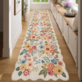 DUKINO 2x8 Washable Runner Rug, Floral Non Slip Kitchen Rugs, Beige Yellow by DUKINO