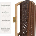 Red Lantern 2 ft. Short Fiber Weave Folding Screen - Dark Mocha - 6 Panels - Image 5