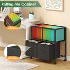 Sbanmao Rolling File Cart, File Cabinet with 2 Fabric Drawers, Black - Image 4