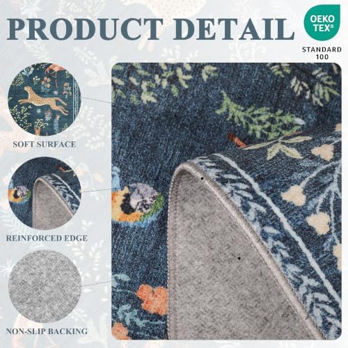 DUKINO 2.6x8 Rug for Hallway, Washable Kitchen Runner Rug Non Slip, Blue - Image 4