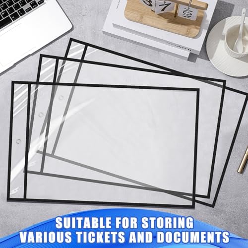 Feifeiya 10 Pack 11 x 17 Inch Job Ticket Holders, Dry Erase Pockets, Clear Paper Sleeves, Shop Ticket Holders, Writable and Erasable Document Cover, Transparent Pocket Cover(Black) - Image 5