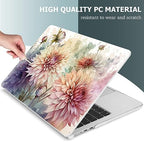 Mektron for 2026/2025/2024/2023 MacBook Air 15 INCH M5 A3448 /M4 A3241 /M3 A3114 /M2 A2941 Case, Printed Plastic Hard Shell Cover with 15.3" Liquid Retina Display Touch ID, Watercolor Dahlias - Image 4