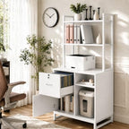 Homieasy Vertical Filing Cabinet with Bookshelf for Home Office, White - Image 5