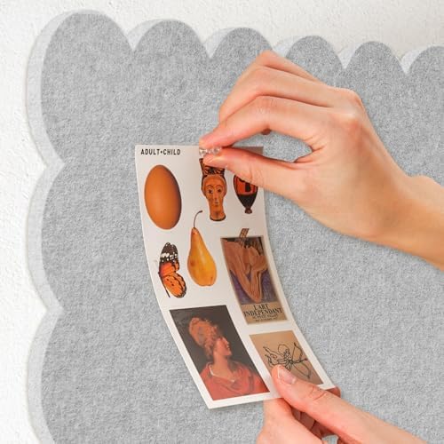 Lightomorrow Scalloped Bulletin Board, 36 x 24 Inches Felt Pin Board - Decorative Cork Alternative for Wall, Foldable Picture Self-Adhesive Vision Prayer Board with 20 Pushpins - Light Gray - Image 4