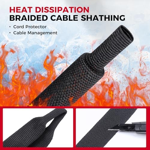 2 in 1 Heat Shrink Braided Sleeving Fabric Tubing 1-1/8"-32FT - Image 6