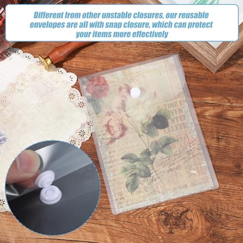 100 Pcs Small Plastic Envelopes with Snap Closure, Reusable Stamp and Die Storage Pockets, Waterproof Clear Envelope Pouch as Sticker Organizer, Receipt Holder, Photo Storage Folders (5x7 Inch) - Image 4