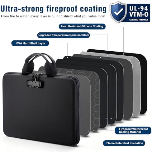 EXLIFBAG Fireproof Document Box with Lock, 13 Pocket Accordion File Folder - Image 3