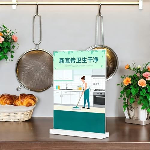 KOOLDE Acrylic Sign Holder 8.5x11 Inches 12 Pack T Shape Desktop Display Stand Vertical Double Sided Clear Table Menu Flyer Holder for Restaurants, Office, Shop, Wedding - Image 4