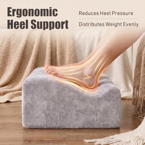 Under Desk Foot Rest with Warm Feet Pocket – Ergonomic Office Footstool, Memory Foam, Washable Cover, Non-Slip Bottom, for Heel & Leg Support, Back Pain Relief (Grey+) - Image 3