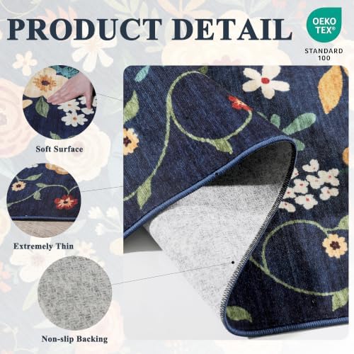 DUKINO 9x12 Area Rug for Living Room, Washable Rug Non Slip, Navy Blue - Image 4