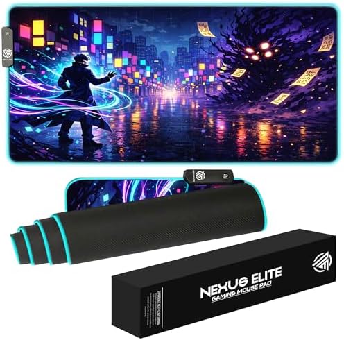 RGB Gaming Mouse Pad Large Extended Desk Mat 35.4x15.7in XXL XXXL Mousepad LED Light Up Keyboard Mat PC Gamer Desk Pad Gaming Accessories Extra Big Mouse Mats Full Desk Size - Arcane Rift by NexusElite