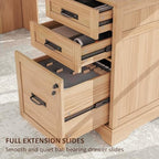Whalefall 67'' Farmhouse L-Shaped Desk with Drawers for Home Office, Walnut - Image 4