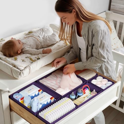 DIMJ Drawer Organizer Clothes - 20 Pack Closet Drawer Organizer Bins for Baby Clothes Storage, Fabric Dresser Organizer for Nursery Bedroom, Foldable Small Drawer Dividers for Underwear Socks - Image 3