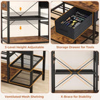 Homieasy 3D Printer Stand with Filament Storage, 39.4" x 23", Rustic Brown - Image 6