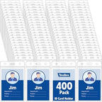 400 Pcs Vertical Badge Holders, Waterproof ID Badge Holder, Clear ID Card Holder with Resealable Zip for Proximity Cards, RFID, Credit Cards by YesBes
