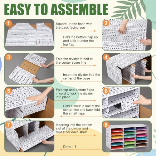 Fuutreo 1 Pc Classroom Construction Paper Storage,Wavy Lines and Dot - Image 4