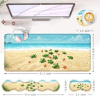 Large Keyboard Mouse Pad Set, Extended Mouse Pad+Keyboard Wrist Rest Support, Memory Foam Ergonomic Easy Typing, 4Pcs (31.5×11.8 in) Desk Pad Set for Office Home,Beach Turtles and Starfish - Image 6
