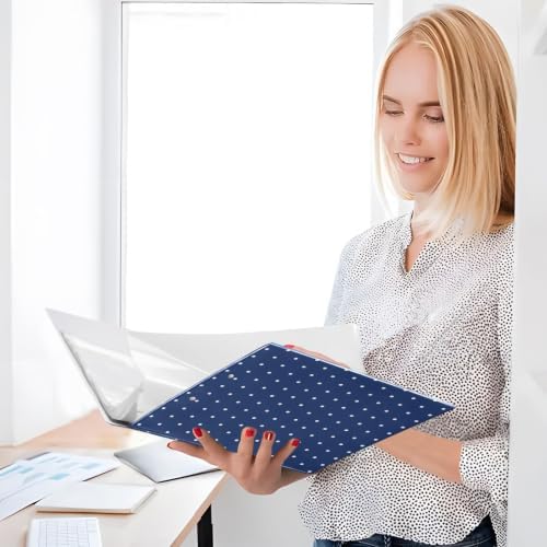 Standard View 3 Ring Binder, Navy Blue White Polka Dot Durable Flexible Portable Waterproof Hardcover 1.5 Inch D Rings 500-Sheet Capacity Organizer 1PC - Image 4