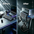 Desk Side Storage Gaming Laptop Holder,Clamp-on Vertical Notebook Stand - Image 6