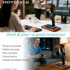 Solid Wooden Headphone Holder with Qi Wireless Charging Pad, Gift Choice - Image 4