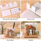 3D Memo Pad Time Piece Calendar 2027, 3D Tear-Off Art Desk Calendar 2027, Creative 3D Memo Pad Paper Art Tree House DIY Paper Carving Decoration (Cute Pet Cottage) - Image 5
