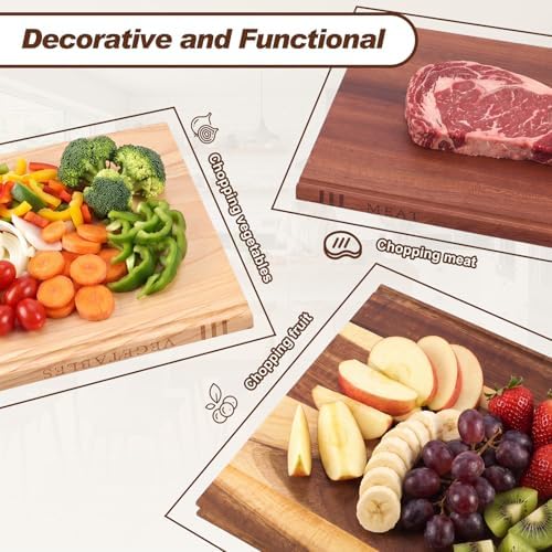 3 Pcs Acacia, Wenge & Rubberwood Chopping Wood Book Cutting Boards Set with Wooden Bookend Holder Book Shaped Solid Wood Cutting Board for Kitchen Fruits Vegetables Meat Fish Cheese Bread - Image 3