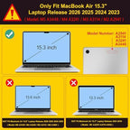 Tuiklol for 2026 2025 2024 2023 MacBook Air 15 inch Case Model M5 A3448 M4 A3241 M3 A3114 M2 A2941 Hard Shell Case for MacBook 15.3'' Cover, Spot-Black - Image 2