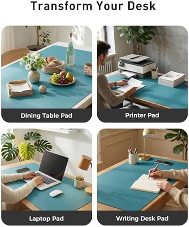 Aothia Faux Leather Desk Mat - Large Mouse Pad, Non-Slip PU Leather Blotter, Waterproof Writing Surface for Office and Home (Turquoise, 63" x 17") - Image 6
