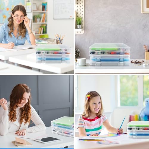 OUPSAUI 12x12'' Scrapbook Paper Storage, 5 Pack Board Game Storages, Stackable Paper Storage for Magazine, Art Supplies, Files, Photo, Vinyls, Crafts - Image 7