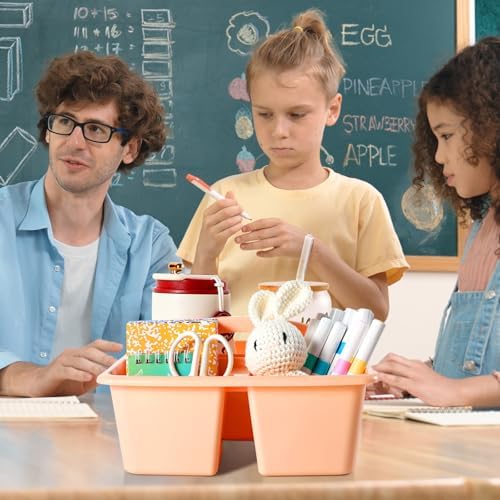 6 Pack Plastic Classroom Organizer Caddy with Handle, Morandi - Image 5