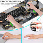 Mouse Pad,Large Pink Desk Mat, 4in1 XXL Mousepad + Keyboard Wrist Rest+Mouse Wrist Rest+Coaster Set with Ergonomic Desk Pad for Home Office Table Computer-Black Golden Marble - Image 6